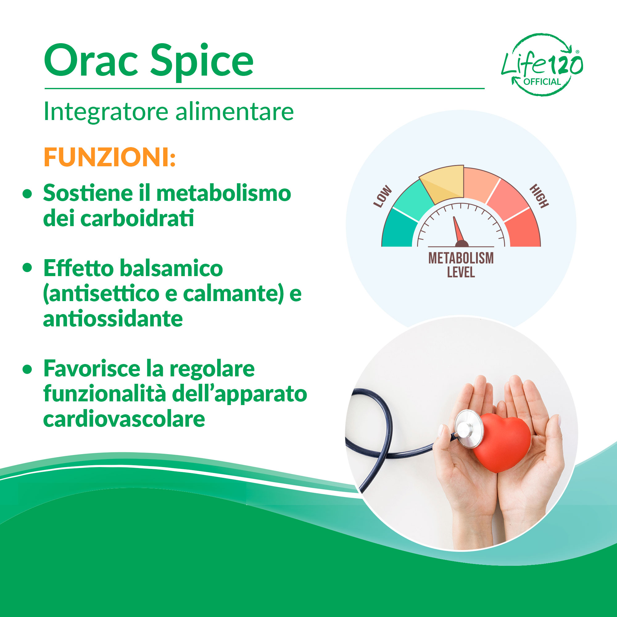 Life 120 - Orac Spice - Integratore combinato di spezie – Curcuma, Pepe,  Cannella, Chiodi di garofano, azione Antiossidante, Zenzero, Origano