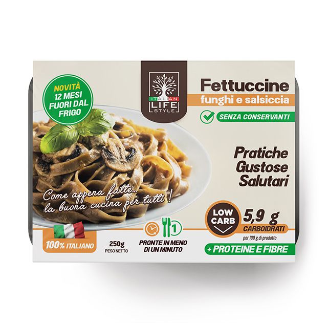 Fettuccine funghi e salsiccia 250g