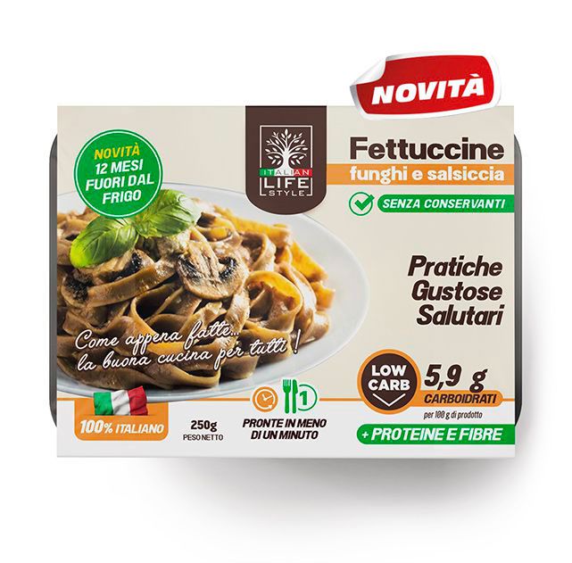 Fettuccine funghi e salsiccia 250g