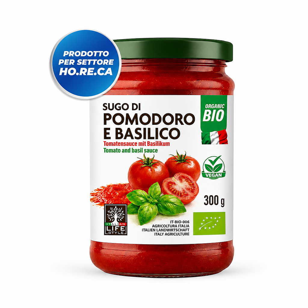 Sugo di pomodoro e basilico BIO 300g - Regolamento (UE) 2018/848-IT-BIO-14